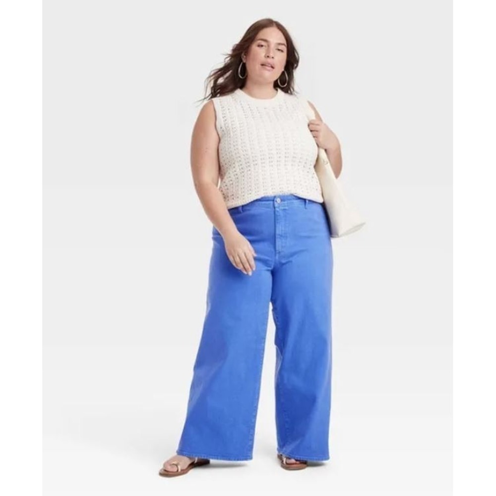Universal Thread Women's‎ High Rise Sailor Wide Leg Ankle Jeans in Blue Size 16